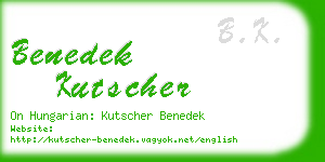 benedek kutscher business card